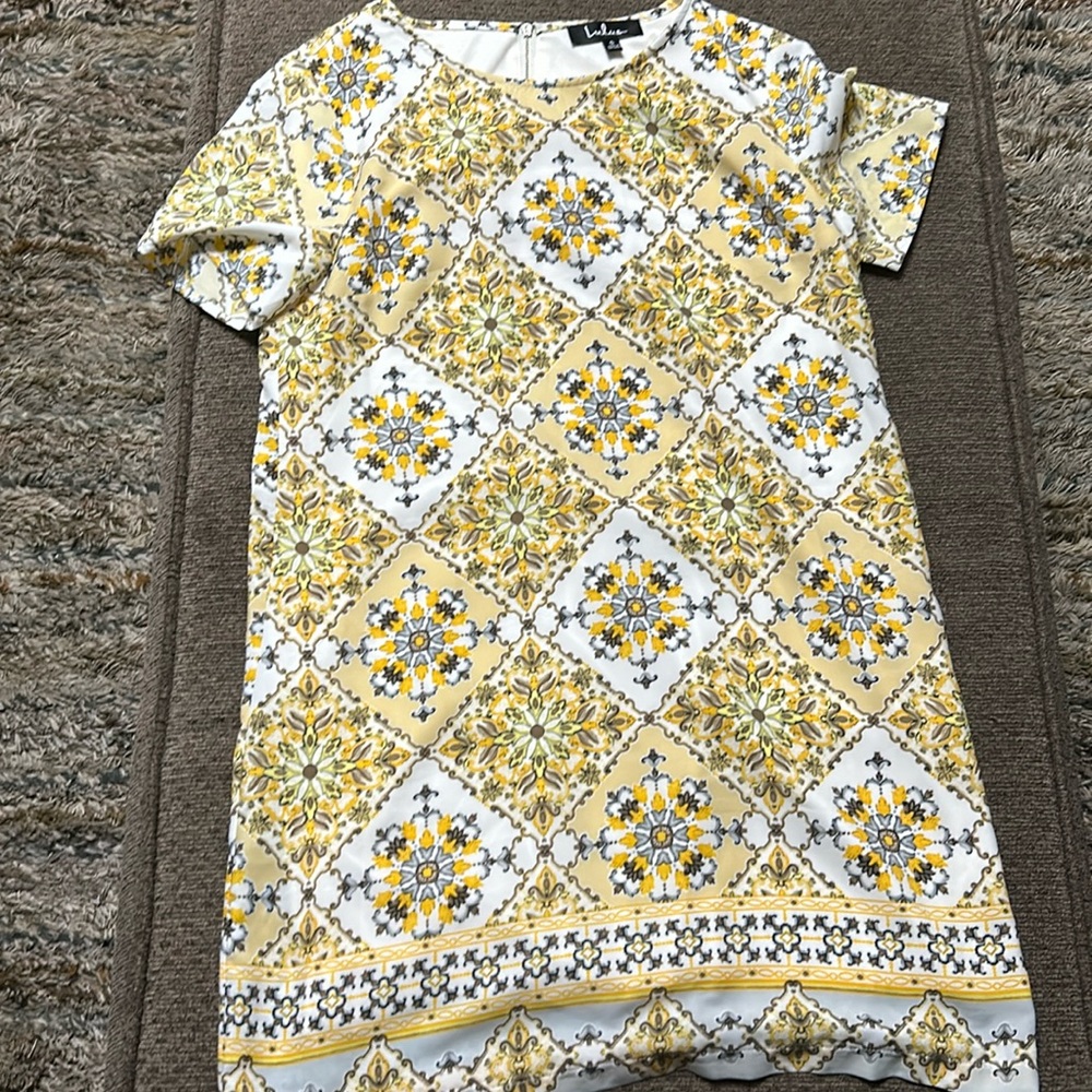 Lulus Yellow Floral Short Dress Small